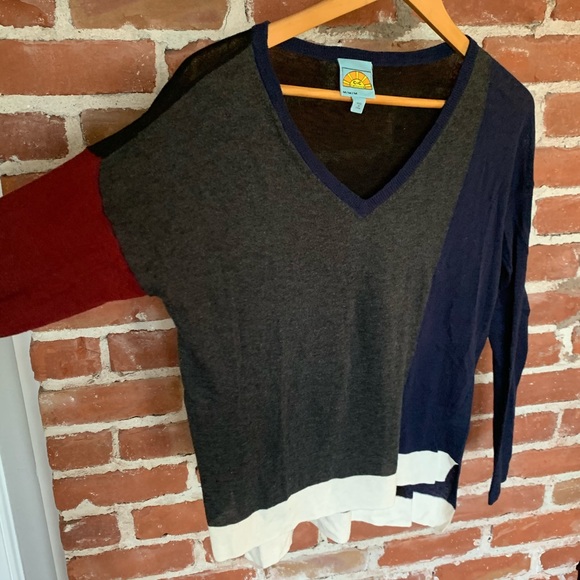 C & C California colorblock asymmetrical sweater M - Picture 4 of 8